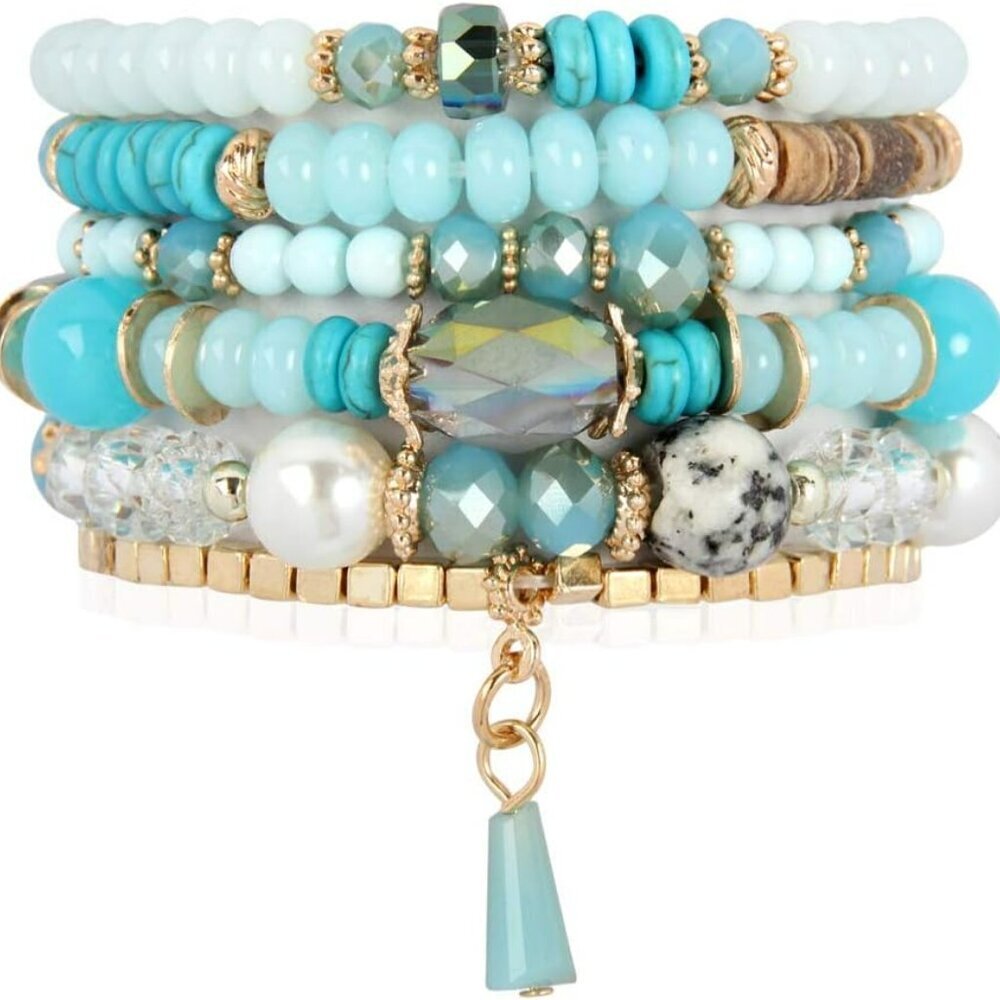 Bead Multi Layer Versatile Statement Bracelets - Stackable Beaded Strand Stretch